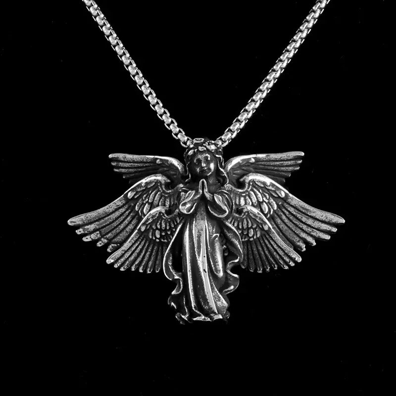 Silver-Plated Anime Mecha Beautiful Girl Girl Pendant Necklace Men and Women Hip-Hop Rock Punk Trendy Jewelry Gift