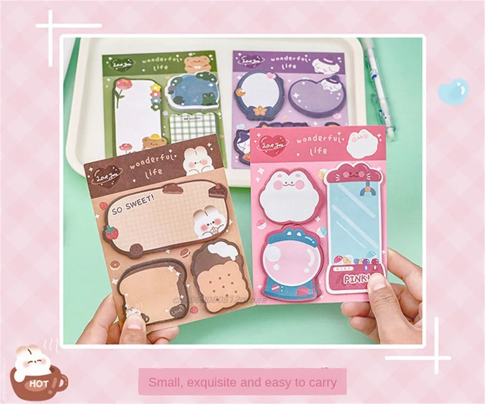 60sheets Sticky Notes Cute Cartoon Colorful Memo Pad Ins Kawaii Stationery Posted Tabs Its Memo Message Paper School Supplies