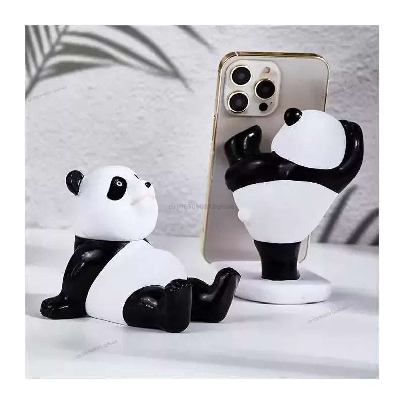 Cute Panda Phone Holder Cartoon Panda Mobile Phone Holder Universal Phone Bracket Panda Sculpture Statue Decor Resin Toy Gift