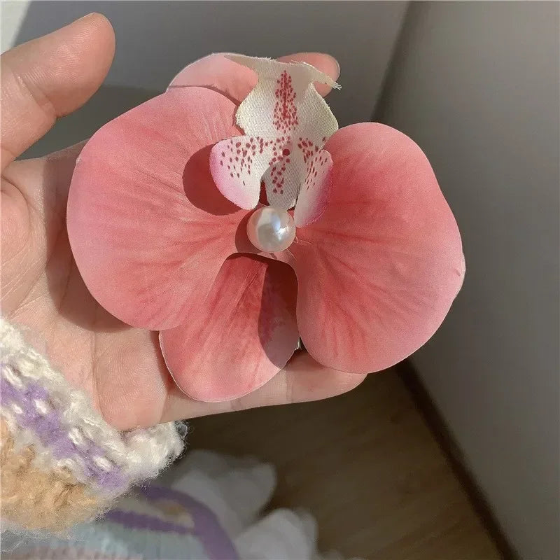 Phalaenopsis Pearl Hair Clip Flower Hairpin Orchid Butterfly Hairs Clip Hair Accessories Hair Styling Tools Bow Flower