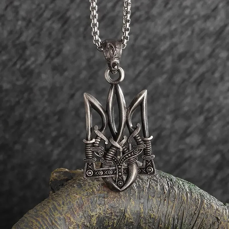 Retro Buddhist Exorcist Vajra Pendant Necklace Fashion Religious Good Luck Amulet Wealth Jewelry for Men
