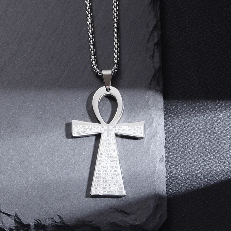 Philippians 4:13 Men\\\'s Simple Cross Pendant Necklace Stainless Steel Religious Amulet Jewelry Unisex Bijoux