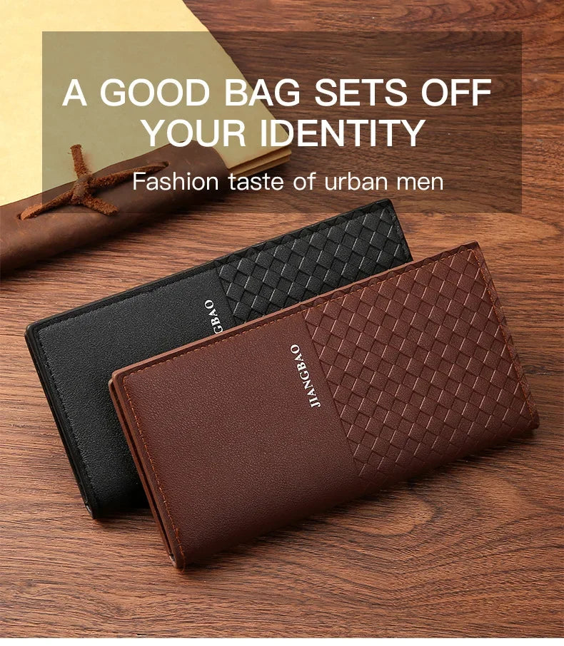 High-quality  Long Wallets for Men Brown Leather Rfid Blocking Bifold Slim Wallet Man Cash Envelope Zipper Coin Pouch  도매