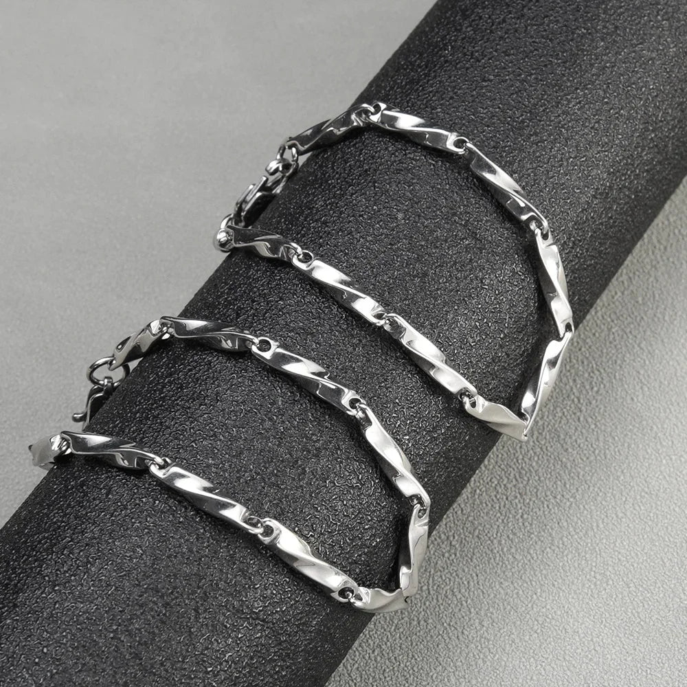 Stainless Steel Men Charm Bracelet Punk Vintage Twisted Woven Bangles for Women Fashion Casual Bracelets Bangle Chains Jewelry