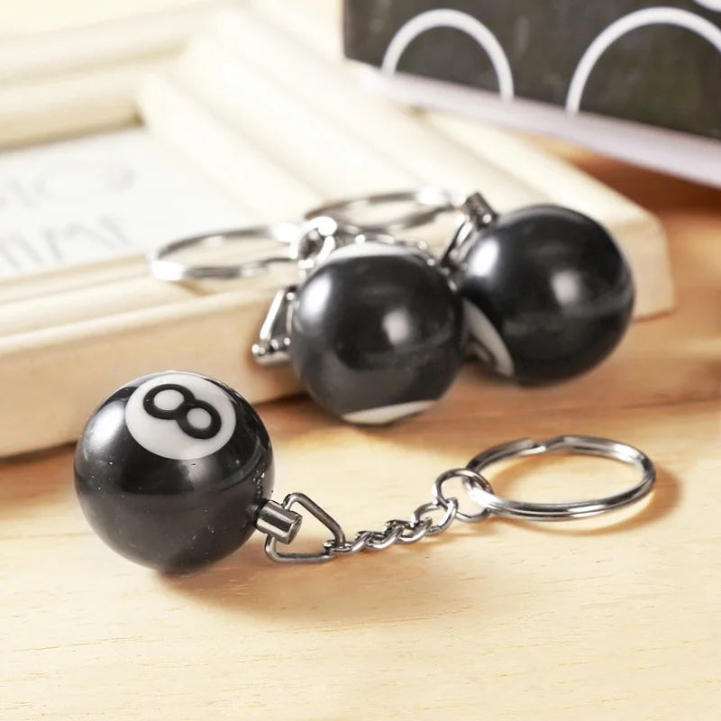 Black No 8 Billiard Keychain Mini Ball Pendant Key Ring Resin Keyring Bar Table Car Decoration Jewelry Game Souvenir Gifts