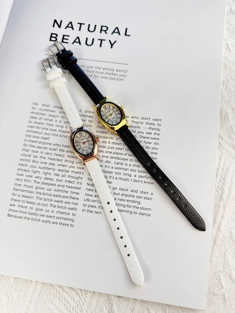 Fashion Oval Dial Women Watches Luxury Leather Strap Retro Ladies Quartz Watch Dropshipping Reloj De Mujer 시계 여성