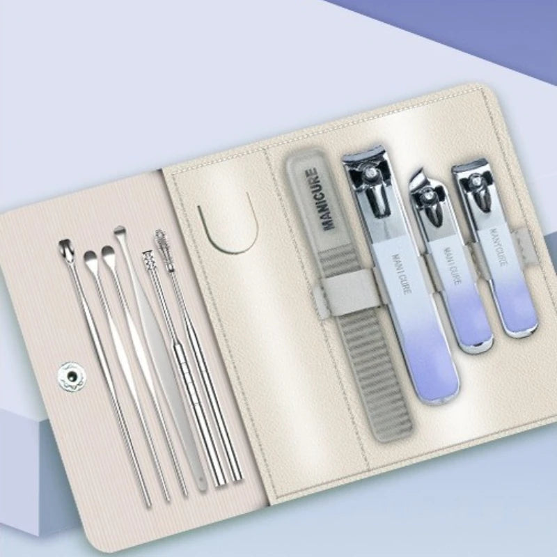 1/4 Pieces/set Manicure Set with Portable Leather Case and Nano Nail File - Fingernails & Toenails Clippers for Nail Care