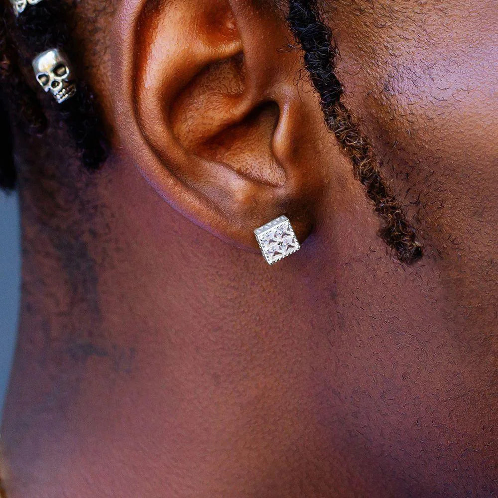 Popular Gold Color Earrings For Men Women Square Silver Color Cubic Zirconia Earings Charm Daily Wear Jewelry Push Back  OHE150