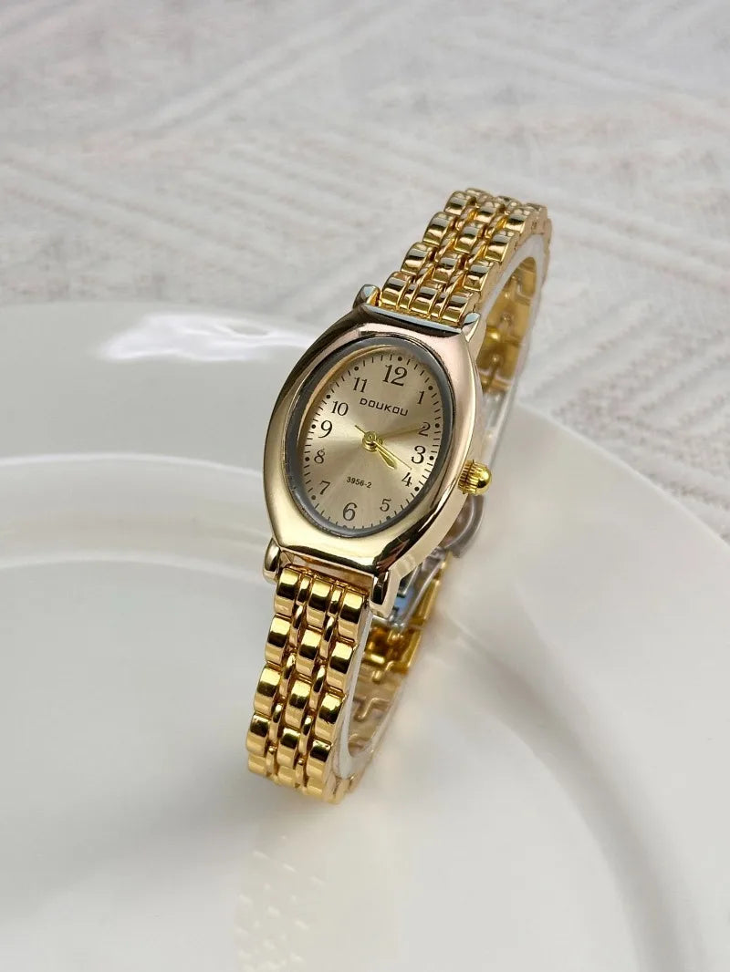 Brand Oval Watches for Women Ladies Gold Steel Strap Quartz Watch Simple and Fashionable Quartz Wristwatches Dropshipping