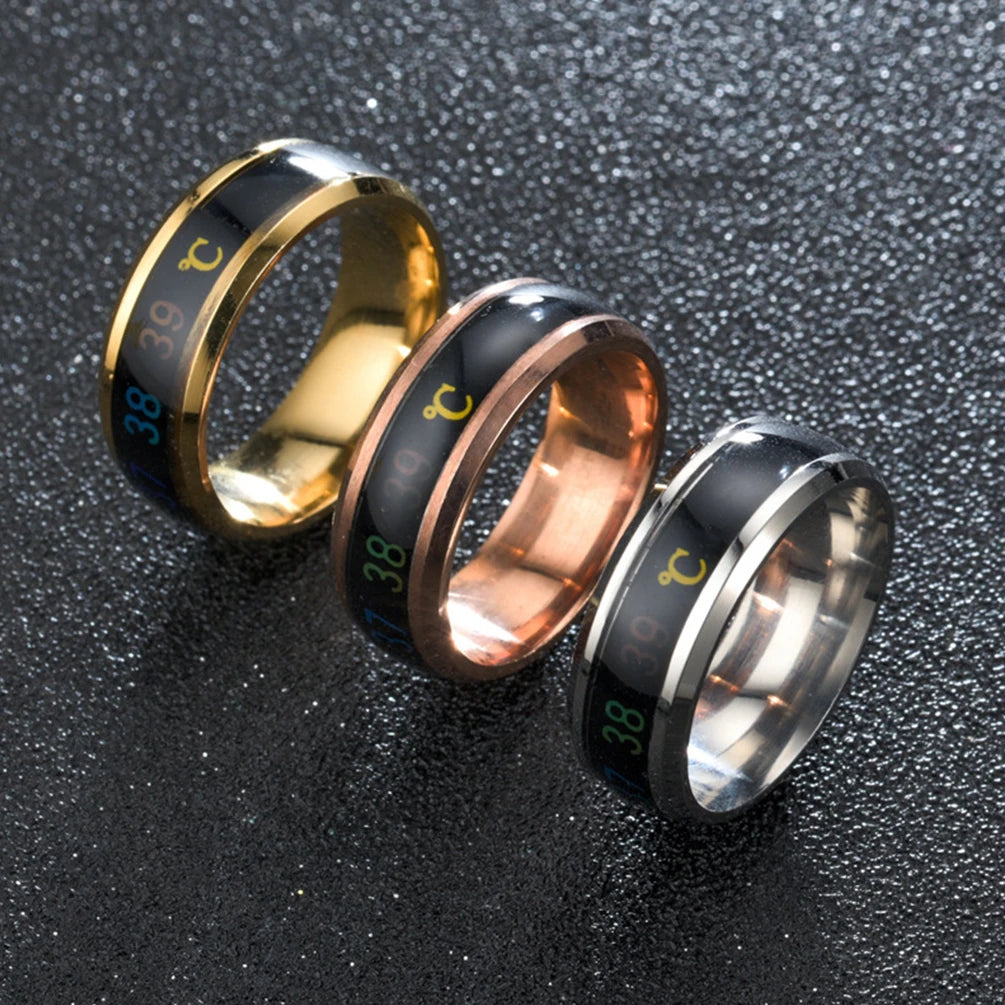New Smart Temperature Ring Fashion Smart Stainless Steel Classic Wedding Couple Modern For Women Men Waterproof Rings jewelry
