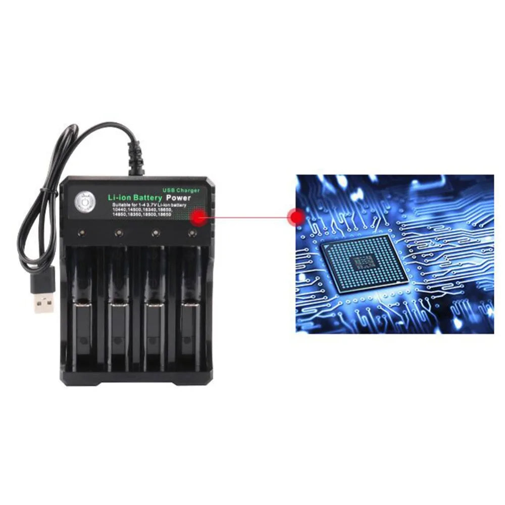 2 3 4 Slot 18650 Charger LiIon Battery 4.2V USB Independent Charging Portable Electronic 18500 16340 14500 26650 Battery Charger