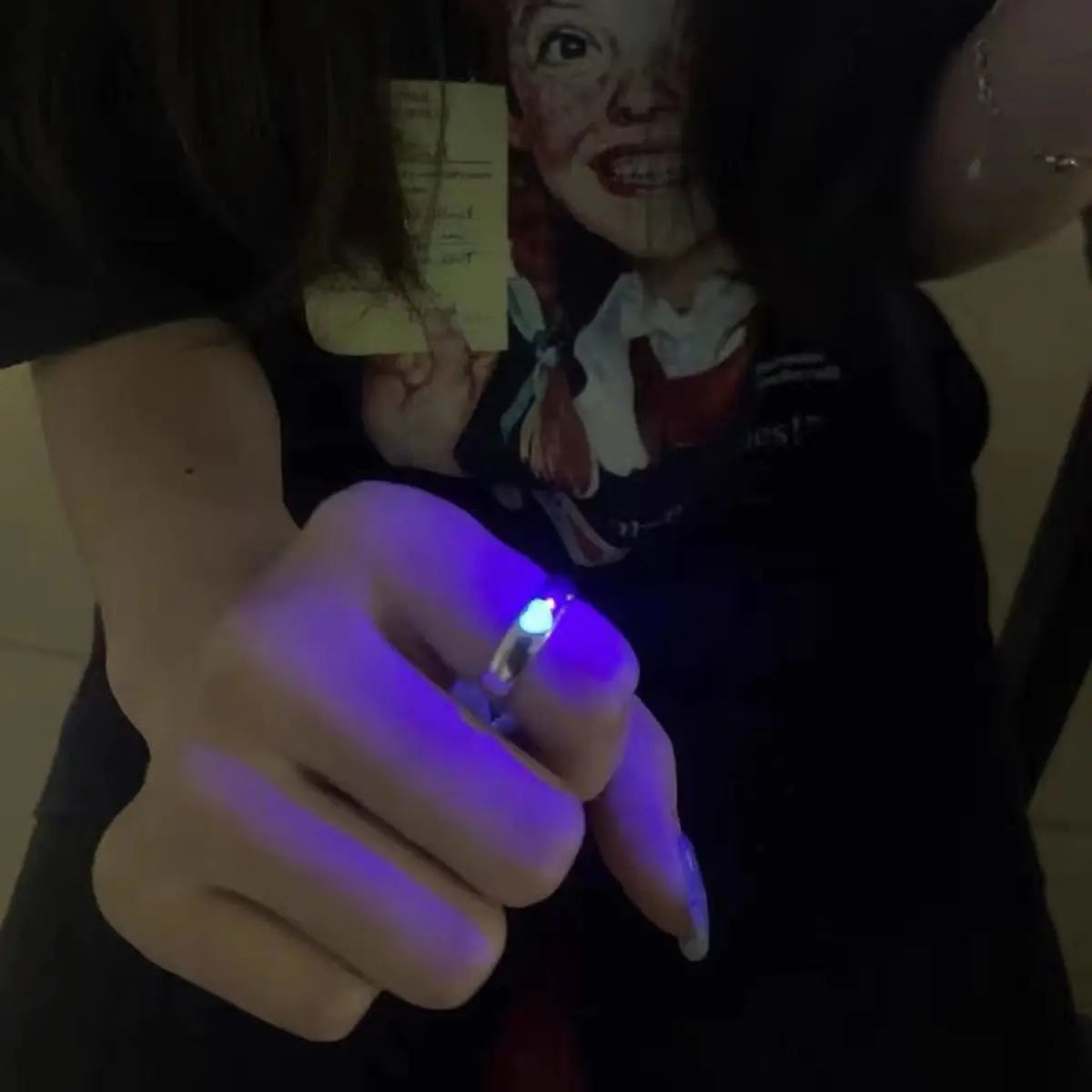 1/2PC Luminous Ring For Couple Creative In The Dark Player 1 Player 2 Matching Gaming Ring For Women Men Valentine's Day Gift