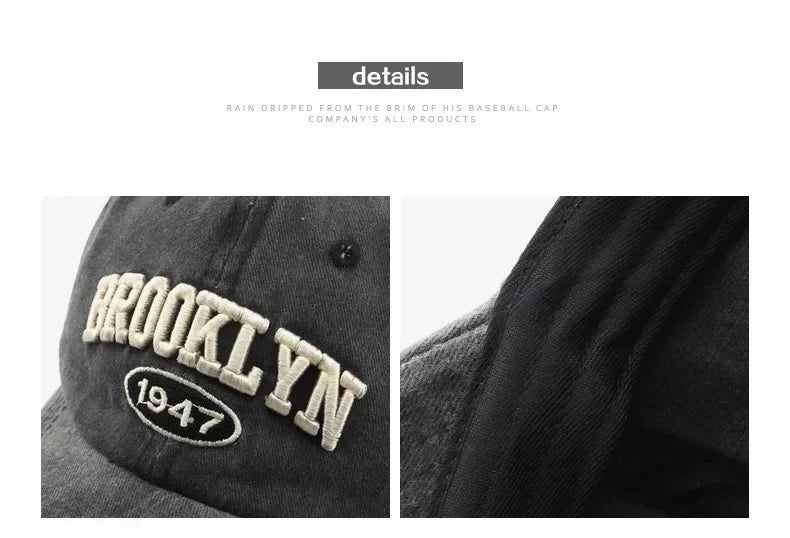 Men Women Spring Summer Retro brooklyn Letter Baseball Caps Cotton Embroidery Adjustable Casual Hat Hip Hop Streetwear Sun Hats