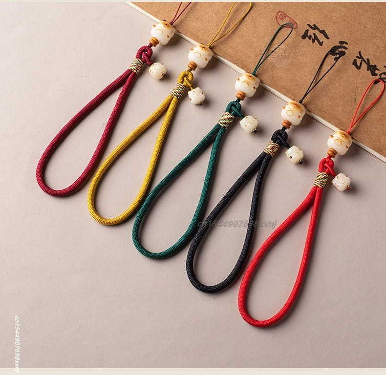Cute Bodhi Lucky Cat Mobile Phone Wrist Hanging Chain Pendant Pendant Exquisite Anti-loss Drop-resistant Mobile Case Lanyard
