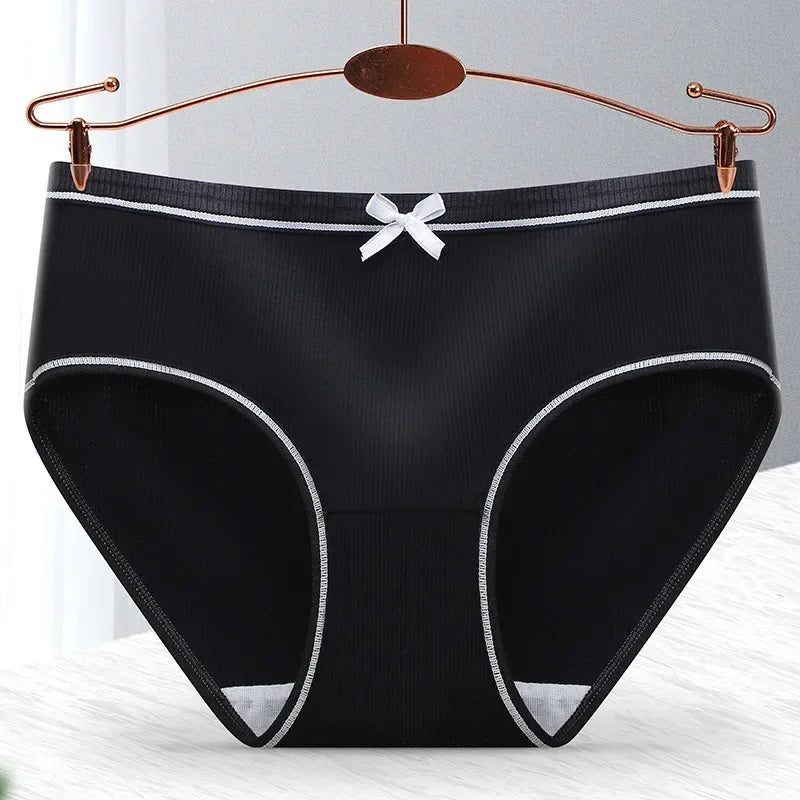Ladies Cotton Underwear Panties Girls Sexy Seamless Antibacterial Crotch Breathable Briefs Mid-waist Large Size Women's Panties