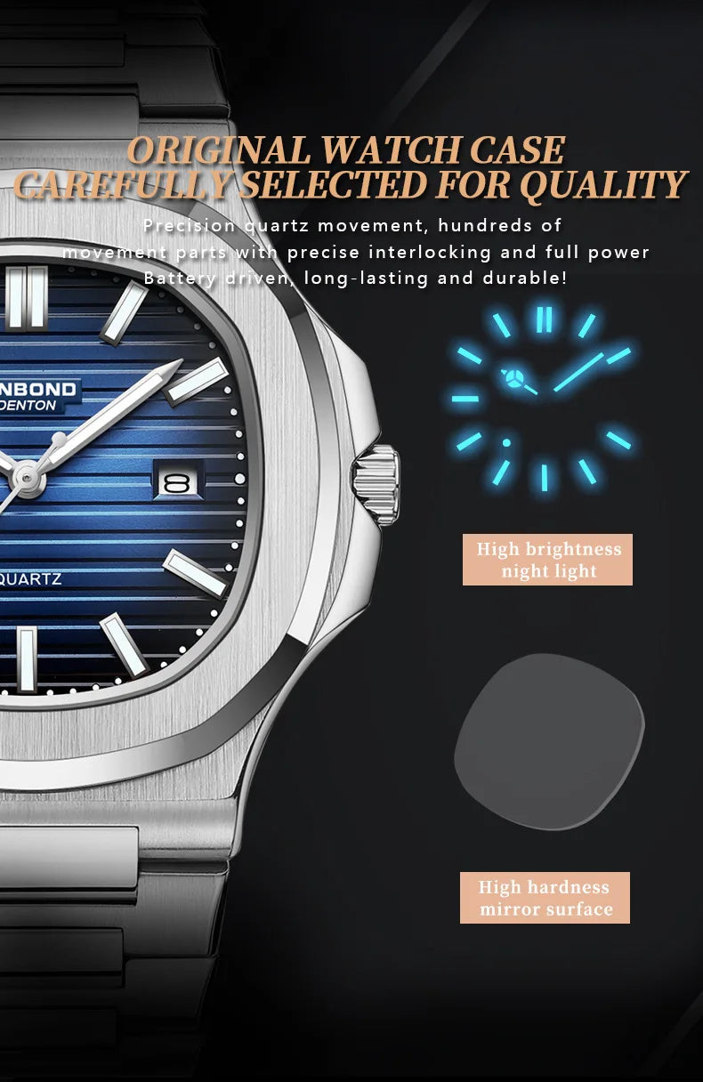 UTHAI CQ249 Luxury men's quartz Watch waterproof ultra-thin watch stainless steel Man watch clock sport Relo watches for man