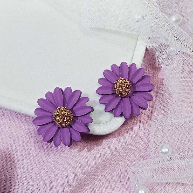 Korean New Double-layers Flower Drop Earrings for Ladies Exaggerated Women Floral Earrings Fashion Jewelry aretes de mujer