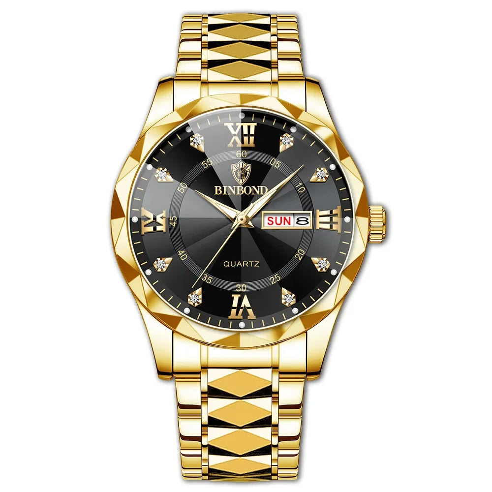 BINBOND B2521 Fashion Casual Business Quartz Men Watches 30M Waterproof Week Date Clock Sport Mens Wristwatch Relogio Masculino