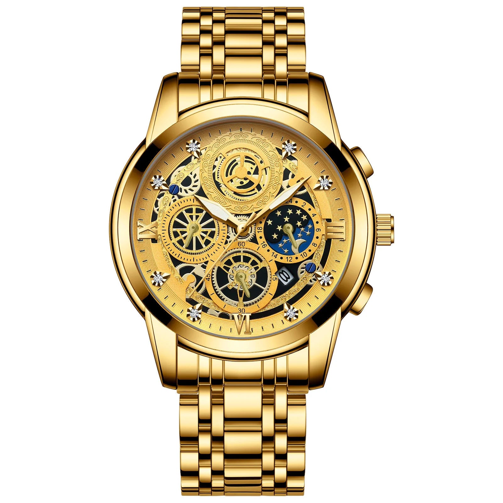 BINBOND Luxury Fashion Casual Quartz Men Watch Stainless Steel Strap Luxury Dial Luminous 30M Waterproof Business Men Wristwatch
