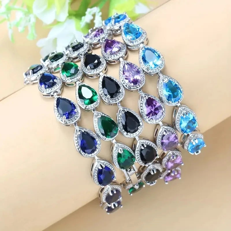 Elegant Shiny Water Drop Zircon Bracelet Fashionable Charm Jewelry Suitable for Daily and Banquet