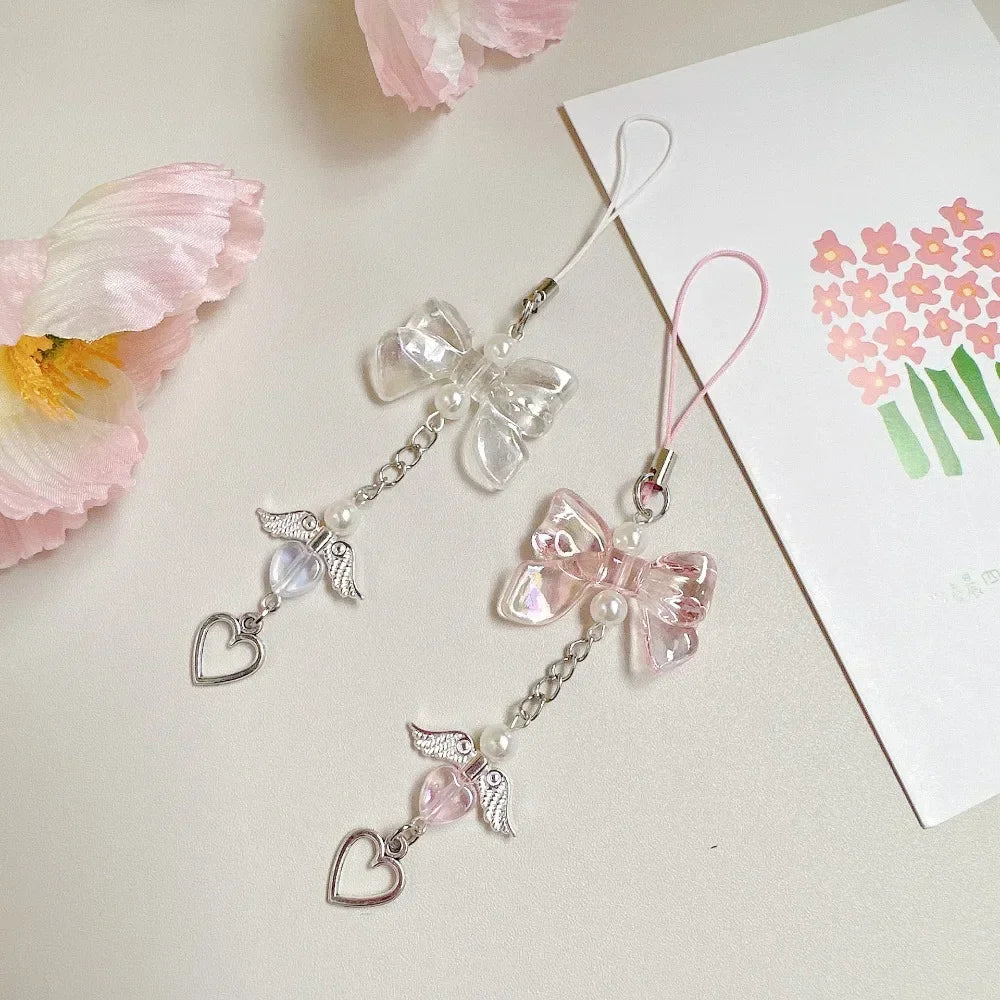 Phone Charm Y2K Phone Chain Trendy Pendant Bow Lanyard Mobile Phone Strap Sweet Girl Key Cord Mobile Lanyard Jewelry Gift