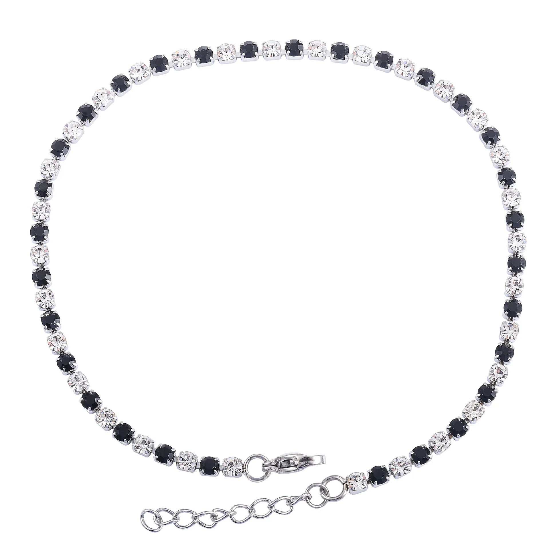3mm Wide Bling Bling Rhinestone Cubic Zirconia Tennis Bracelet for Women Hand Crystal Chain Bangle Ankle Anklet Stainless Steel