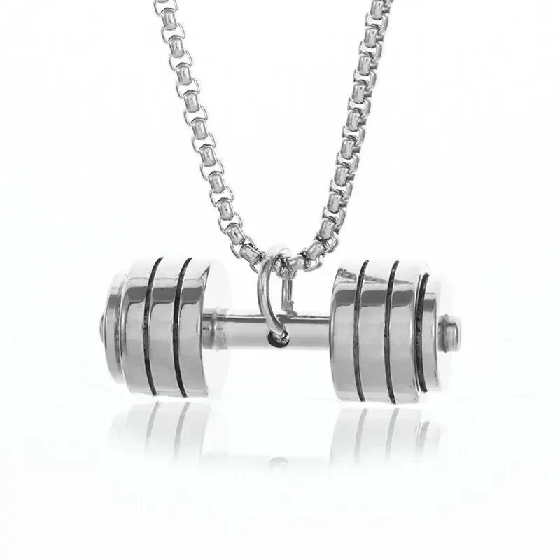 Men\\\\'s Fashion Classic Design Fitness Master Hand-Held Dumbbell Pendant Hip Hop Rapper Prom Party Necklace