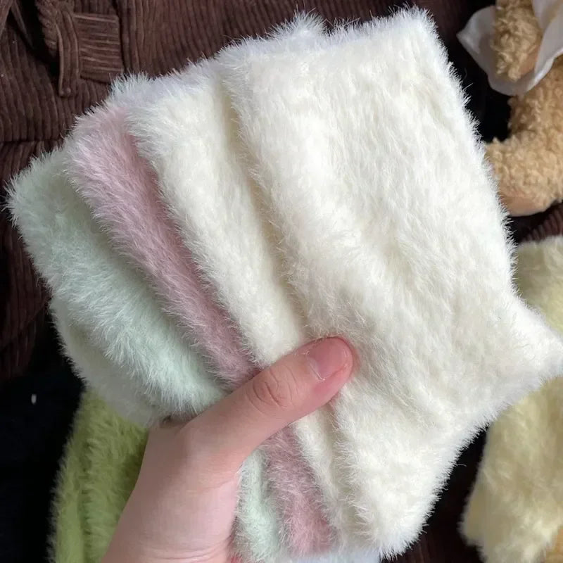 1/3/4pairs Super Soft Socks for Women Ins Solid Winter Warm Thicken Coral Plush Sock Thermal Snow Home Sleep Floor Kawaii
