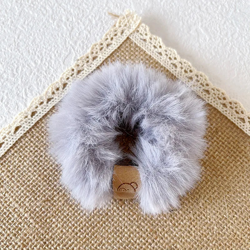 Autumn and Winter Plush Cute Bear Towel Ring Hair Tie Korean Style Hair Accessories Headband Thick High Elastic Hair Rope