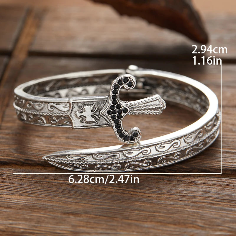 1pc Vintage Punk Gothic Geometric Opened Sword Cuff Bangle Bracelet Personality Couple Gift for Men Hiphop Party Jewelry