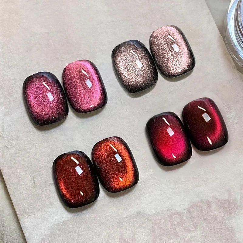 1 Box Red Cat Magnetic Powder Water Light Pink Cat Magnetic Effect Nail Chrome Pigment Dust Manicure New Year Nail Art Supplies