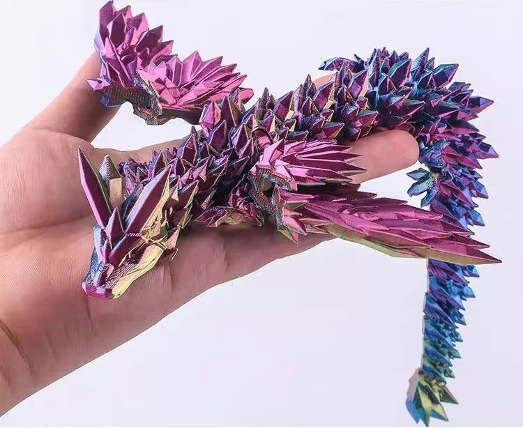 3D Printed Gem Dragon Western Style Colorful Full Body Movable Dragon Toy Crafts Desktop Dragons Figurines Ornament Table Decor