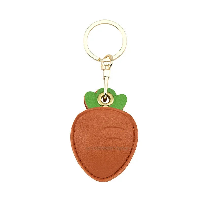 Cute Strawberry Lemon Case for Apple Airtag Protection PU Leather Cover Pendant GPS Anti-lost Keychain Case Pet Dog Cat Collar