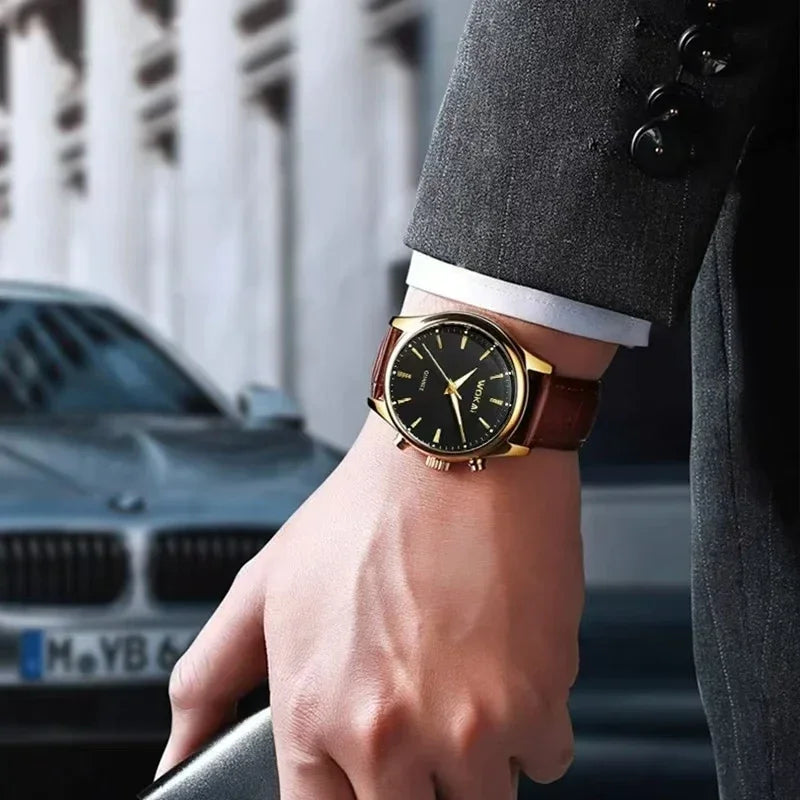 High Quality Fashion Men's Business Belt Quartz Watch Personality Simple Student Waterproof Clock Retro Classic Mens Watches