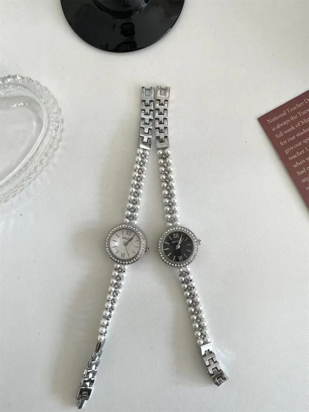 New Pearl Studded Luxury Bracelet Watch Small Dial Fashion Watch for Women Quartz Wristwatches Dropshipping Relojes Para Mujer
