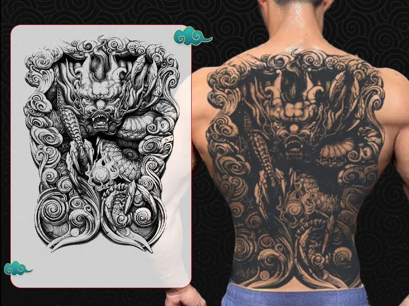 Angel Wings God Tattoo Stickers Realistic Juice Ink Semi Permanent Full Back Body Tattoo Temporary Lasting 2 Weeks Men Adult