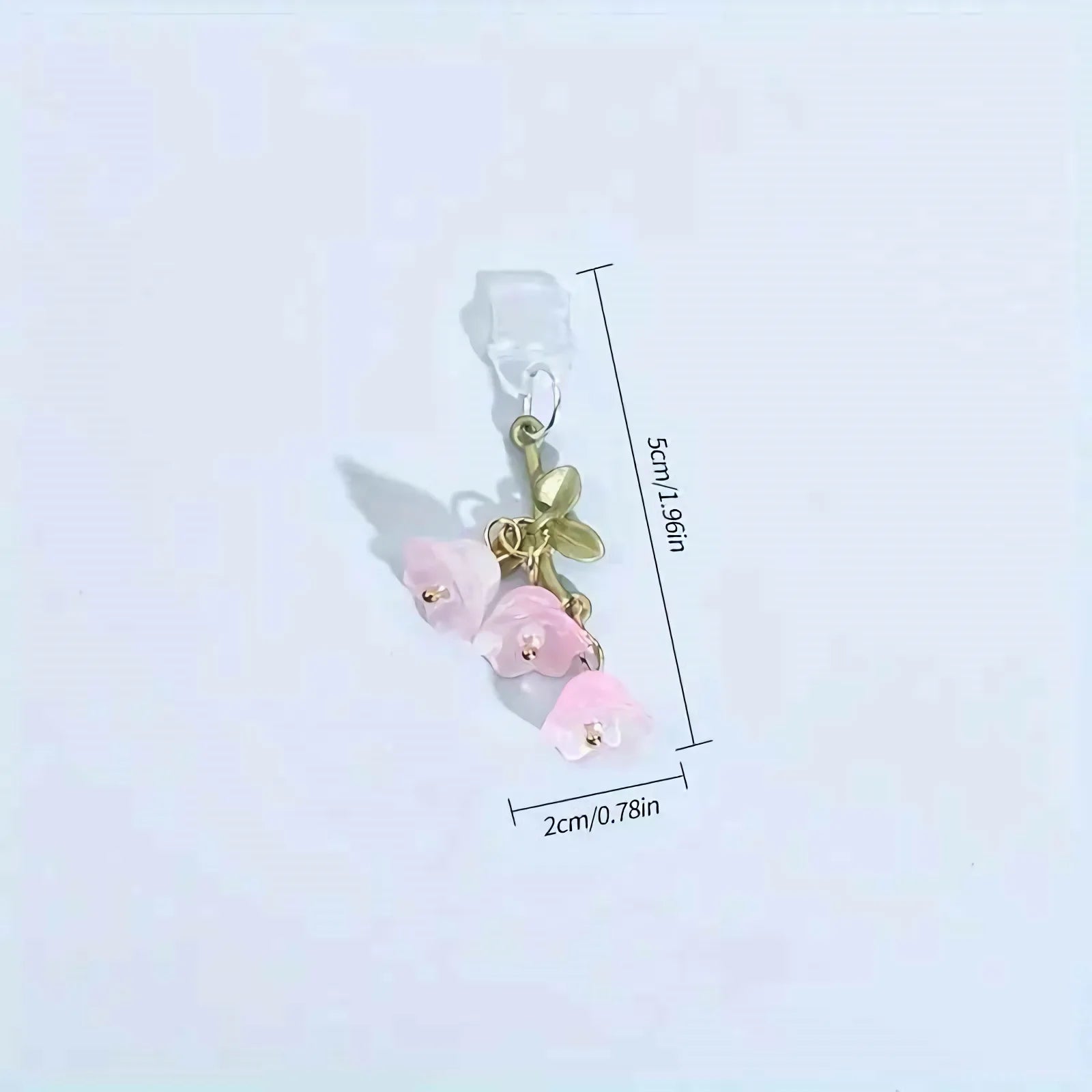 1PC For Phone/Type-C Interface Cute Pink Lily Of The Valley Phone Charm Flower Green Leaf Dust Plug DIY Accessories