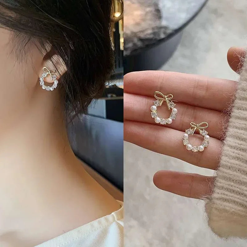 New 2024 Korean Fashion Heart Pearl Dangle Earrings for Women Luxury Wedding Jewelry Accessories for Women Gift Pendientes Mujer