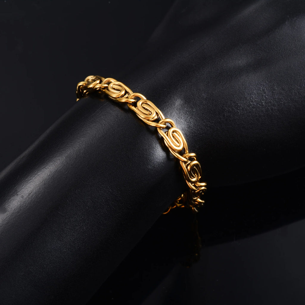 Unique Twisted Stainless Steel Bracelet for Women Men Link Foot Hand Chain with Extender Ankle Anklet Jewelry Accessories Summer