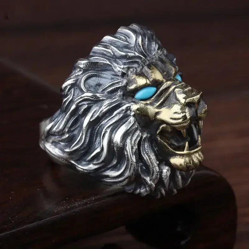 Vintage Ethnic Evil Dragon Head Ring Men\\\'s Gothic Open Ring Male Cool Trend Jewelry