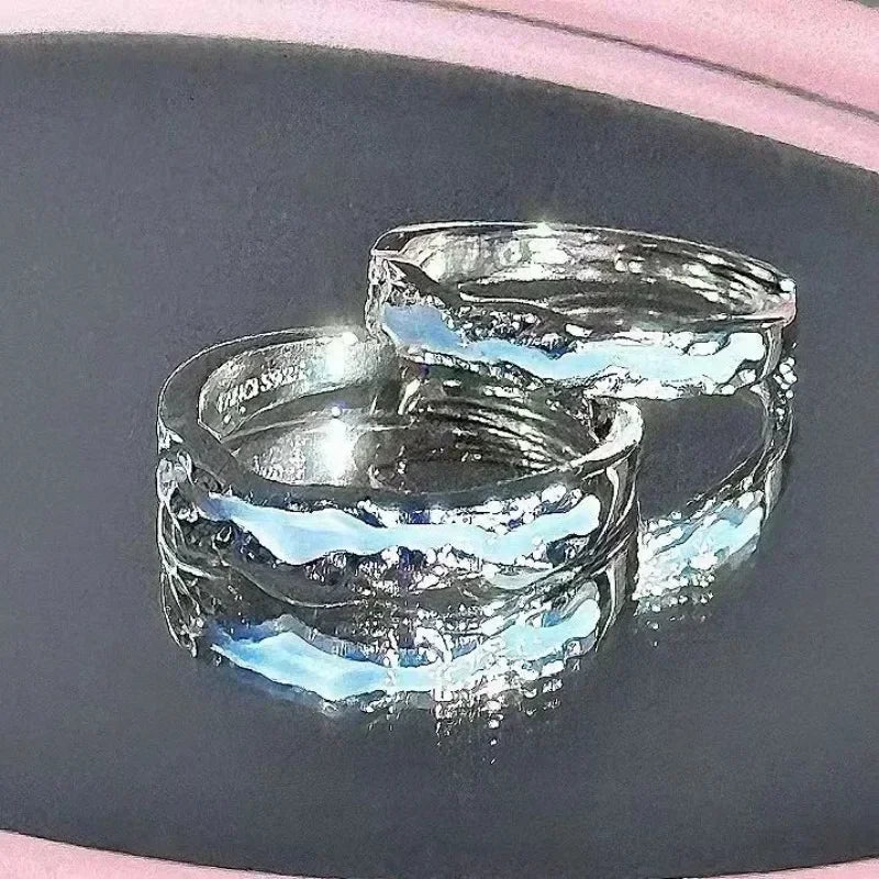 Mint Green Matching Couple Friendship Lover Open Adjustable Rings Set Minimalist Engagement Wedding Rings Lovers Kit