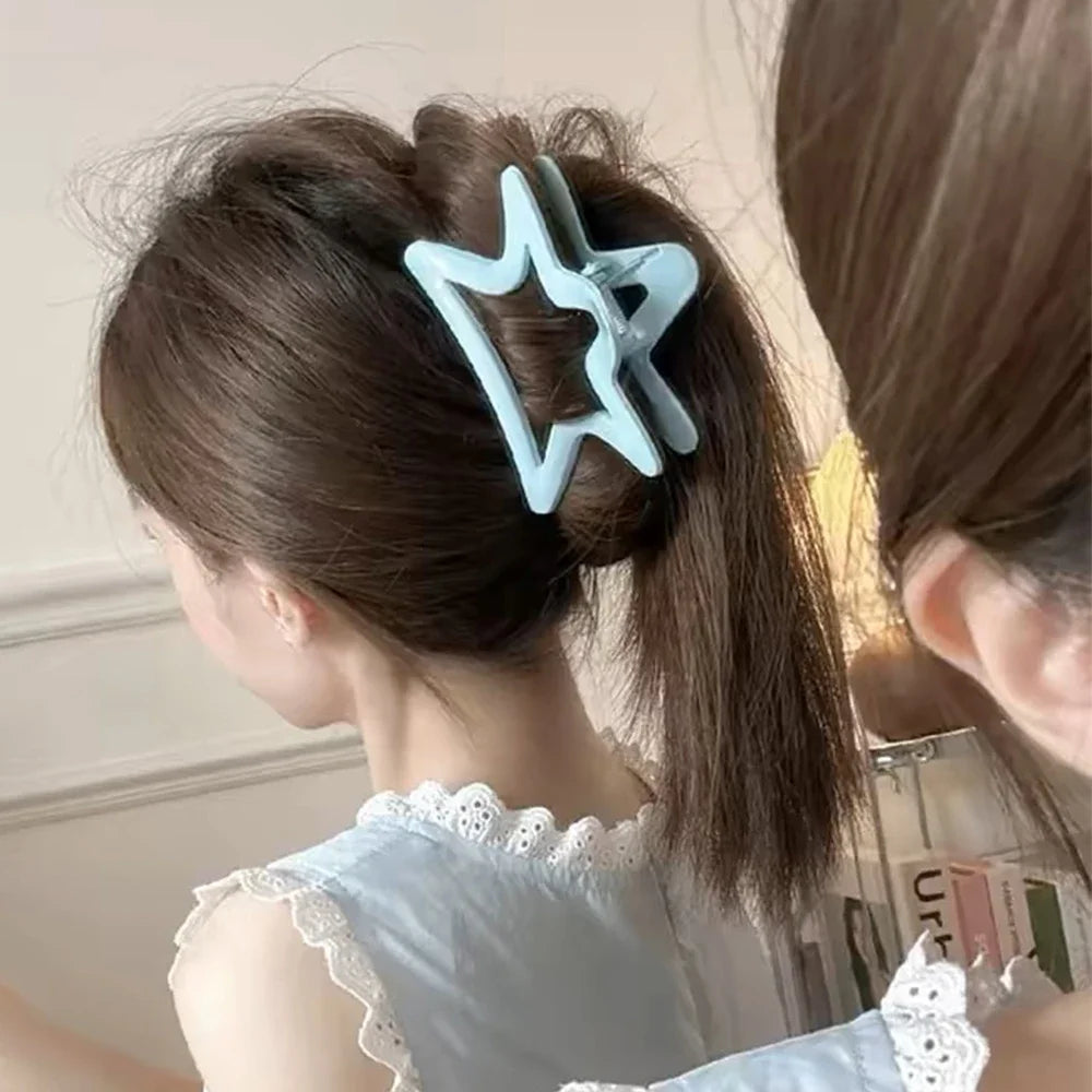 Cream Blue Starfish Bowknot Hair Claw Fashion Lady Star Hairpins Beach Vacation Hair Clips for Girls Ornament Hair Accessories