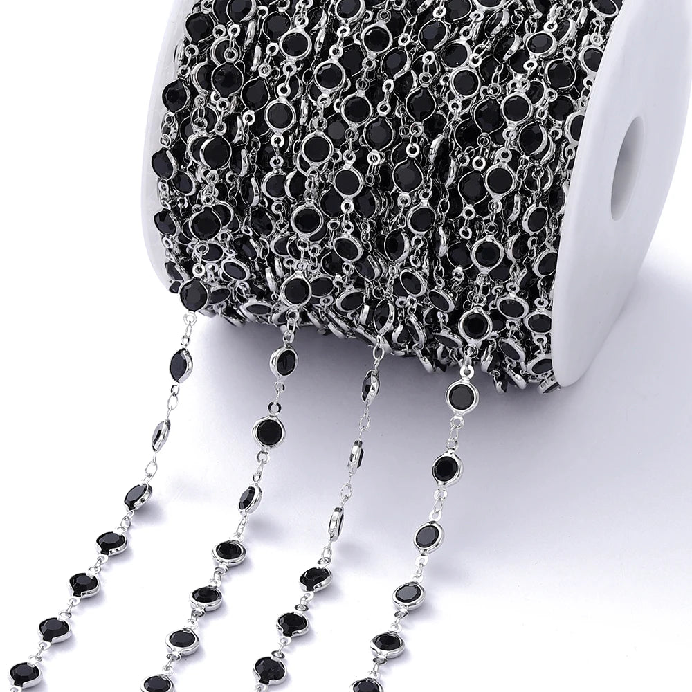 1Meter Colorful Glass Crystal Beads Chain Copper Chains For Necklace Bracelet Jewelry Making DIY Components Accessories