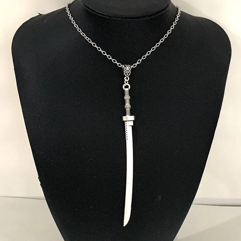 Sword Necklace Retro Harajuku Dark Long Knife Pendant Necklace Men's Cool Fashion Women's necklace Samurai Jewelry Gift