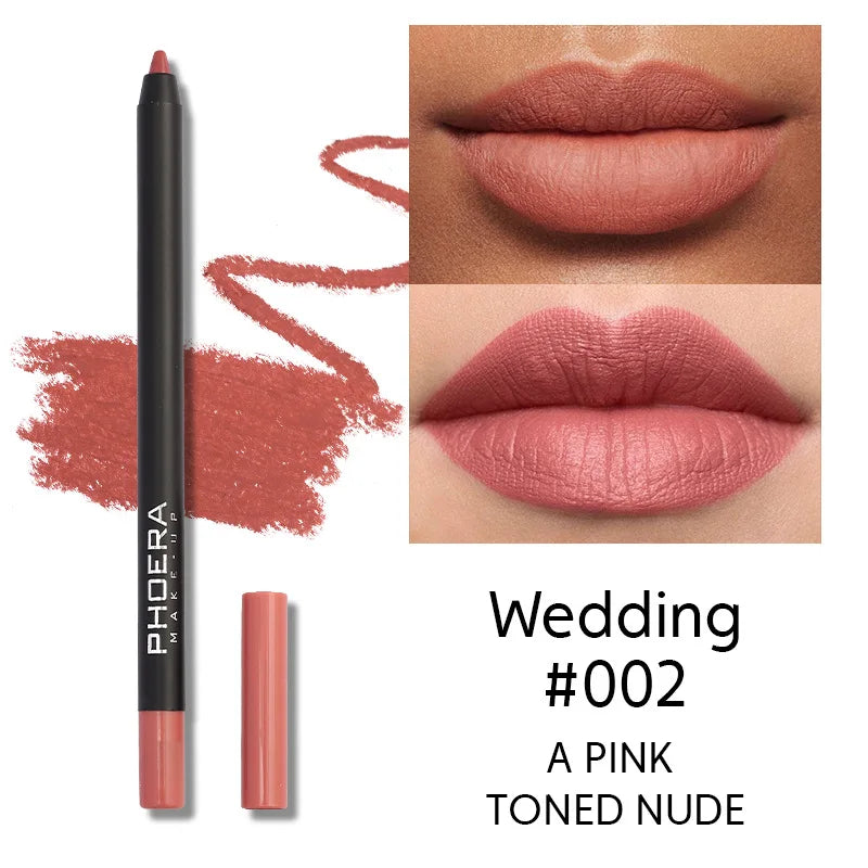 12 Color Lip Liner Pen Smudge-proof  Longwear Rich Lips Colors Smooth Application Color Sensational Shaping Lip Liner Lip Makeup