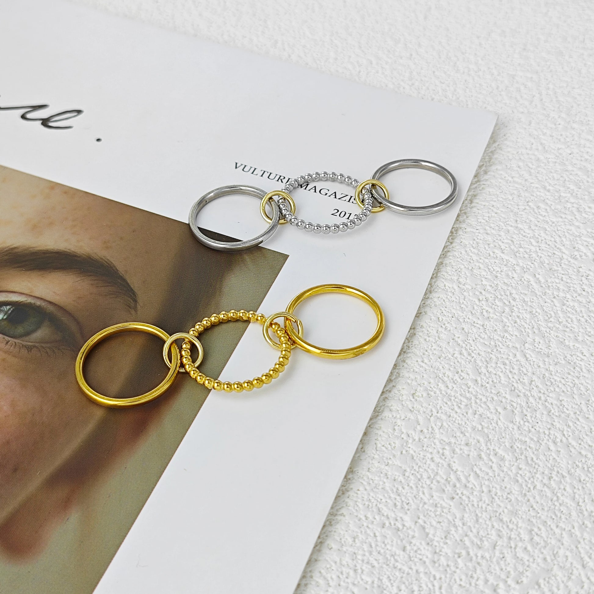 Round Bead Stacking Rings For Women Minimalist INS New Gold Color Stainless Steel Spinelli Ring Men Party Fashion Jewelry Gifts