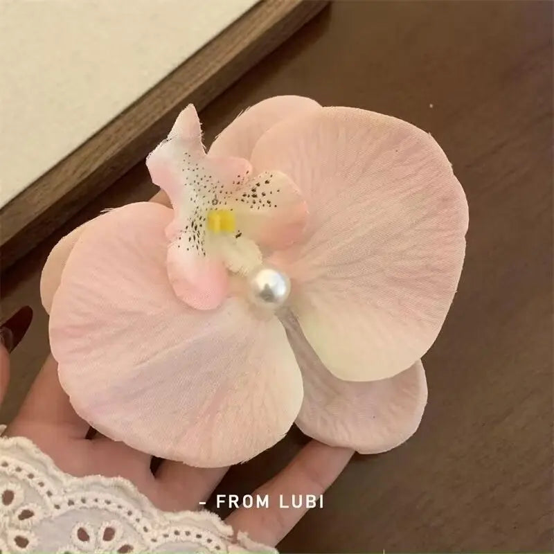 Phalaenopsis Pearl Hair Clip Flower Hairpin Orchid Butterfly Hairs Clip Hair Accessories Hair Styling Tools Bow Flower