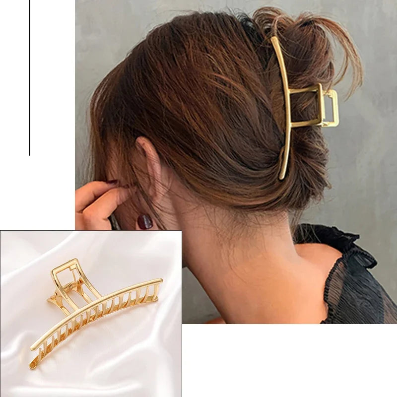 New Geometric Metal Hair Clips Elegant Gold Color Hair Claws for Women Vintage Hairpin Trendy Girls Hair Accessories