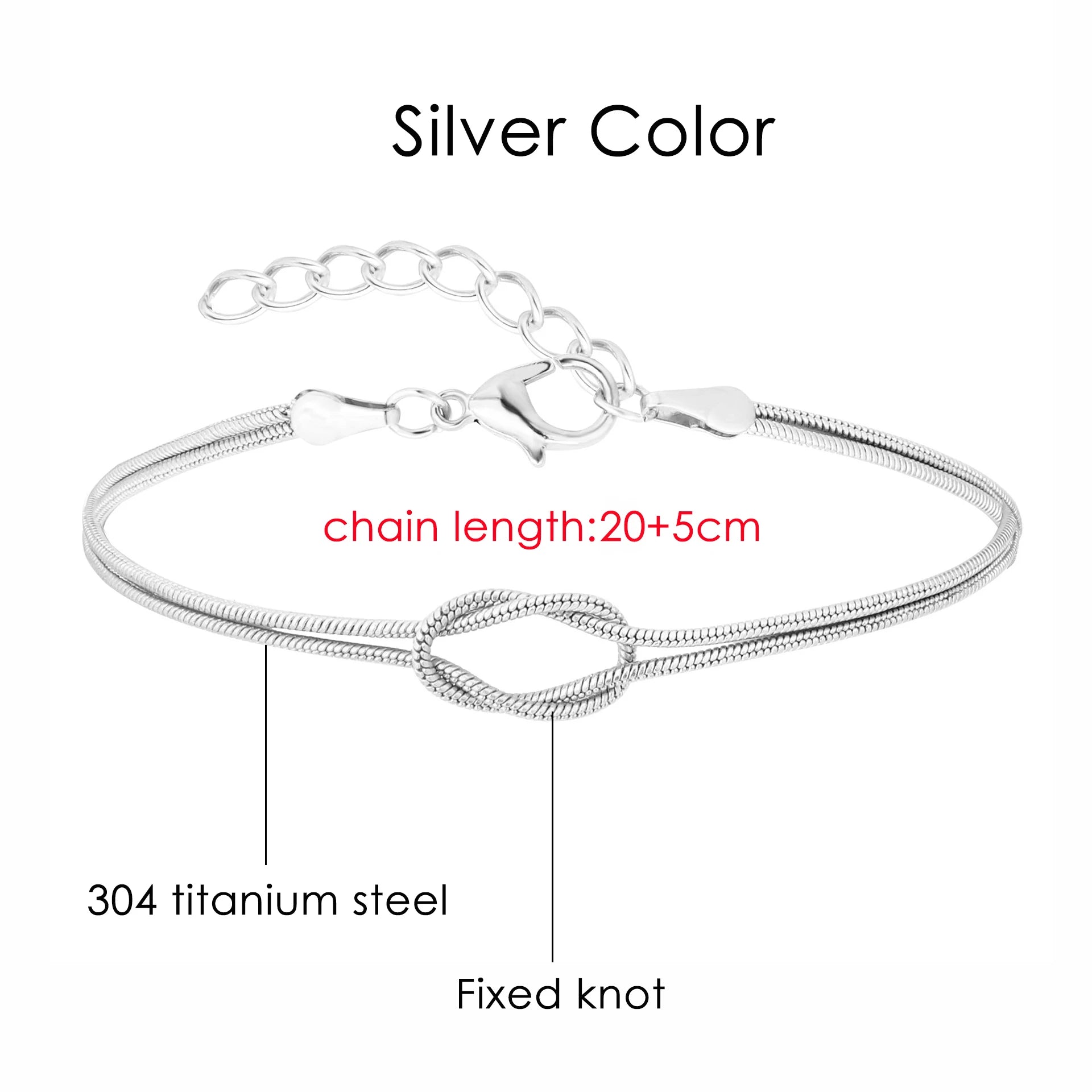 Knotted Snake Chain Bracelet For Couple Stainless Steel Gold Color Handmade Knot Hand Accessories Valentine's Day Jewelry Gifts