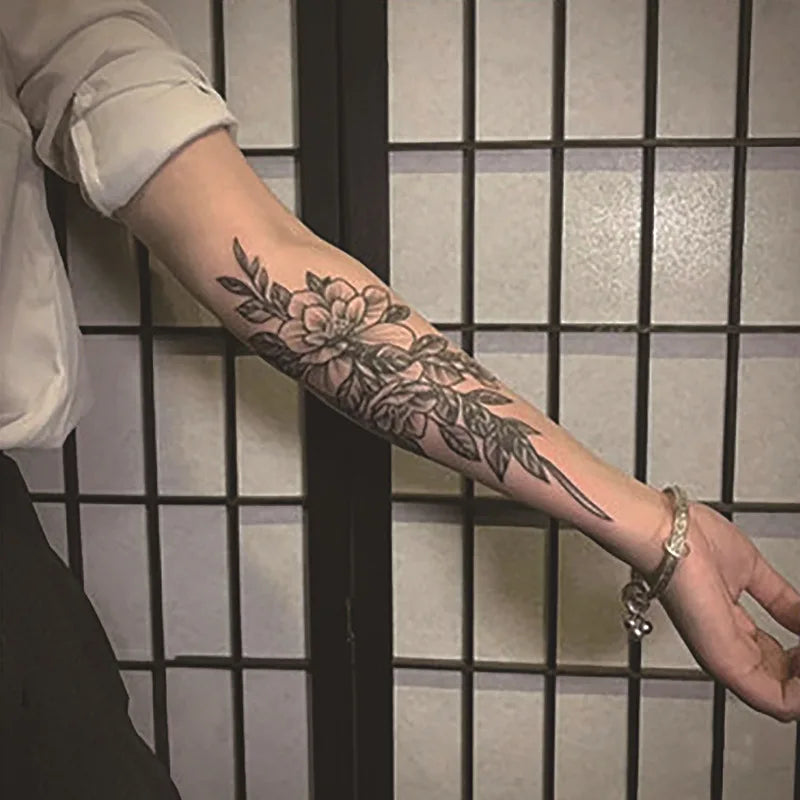 Long Lasting Temporary Tattoo Stickers Men Arm Sleeve Body Painting Juice Ink Fake Tattoo For Male Adult Semi Permanent Tattoos